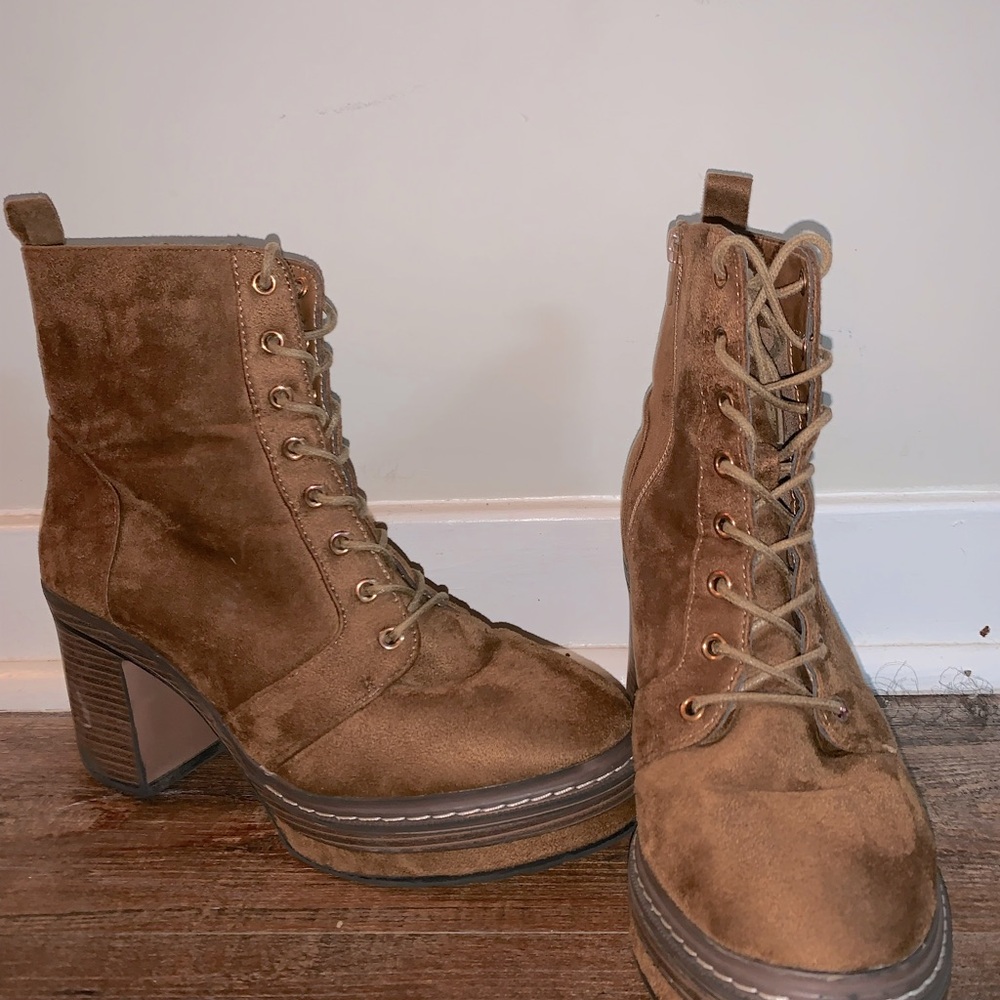 Suede brown booties size 9